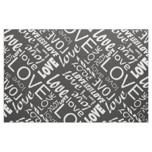 Alive Black and White Gallery Love Words Art Fabric