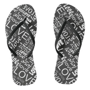 Alive Black and White Gallery Love Words Art Jandals