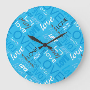 Alive Cyan Gallery Love Words Art Large Clock