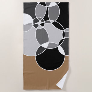 Alive Grey Geometric Overlapped Circles Beach Towel