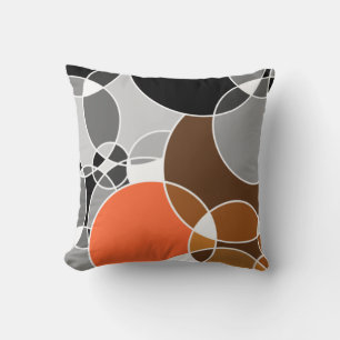 Alive Grey Geometric Overlapped Circles Cushion