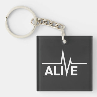 Alive Heartbeat Text Design Key Ring