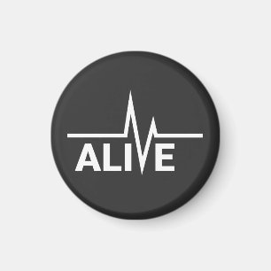 Alive Heartbeat Text Design Magnet