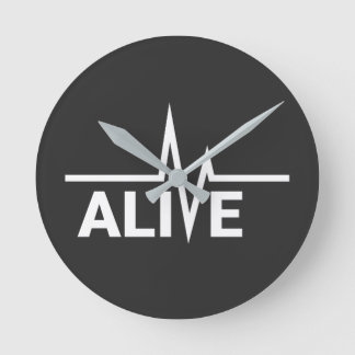 Alive Heartbeat Text Design Round Clock