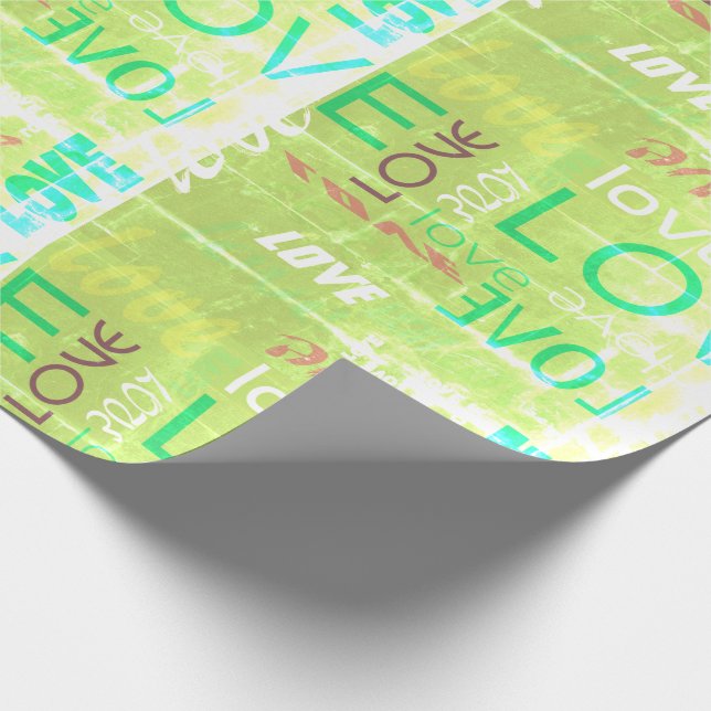 Alive Light Green Gallery Love Words Art Wrapping Paper (Corner)