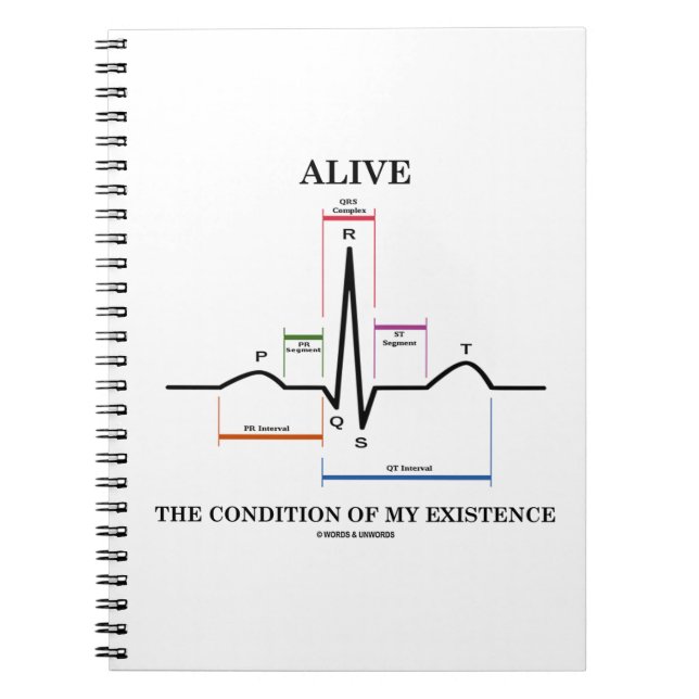 Alive The Condition Of My Existence (ECG/EKG) Spiral Notebook (Front)
