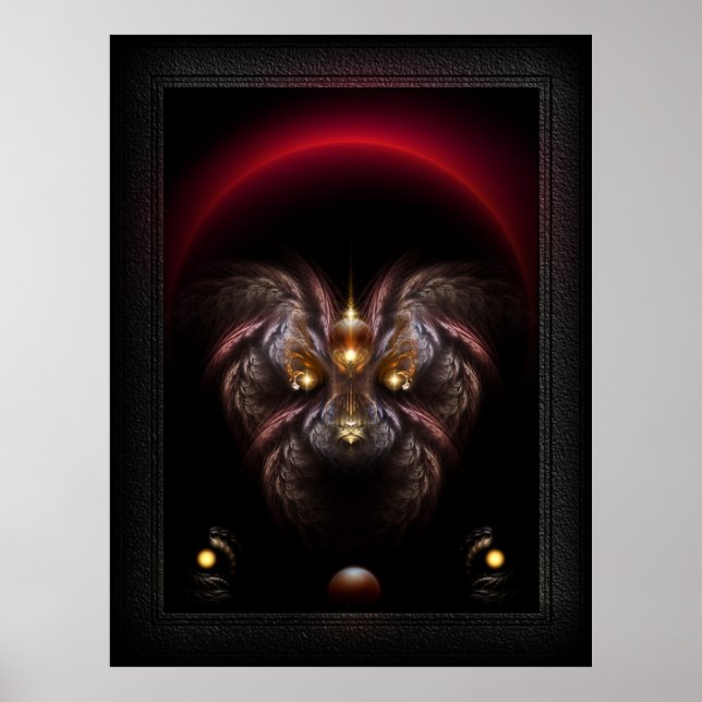 Alkarian Poodle Fantasy Fractal Portrait Poster (Front)