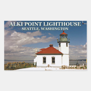 Alki Point Lighthouse, Seattle Washington Rectangular Sticker