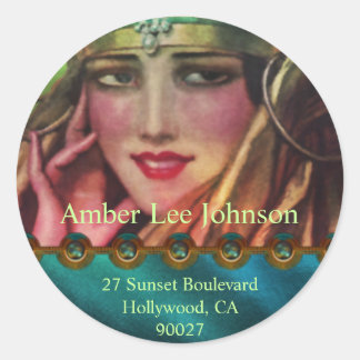 Alkmaar Kashmir in Aqua & Gold Classic Round Sticker