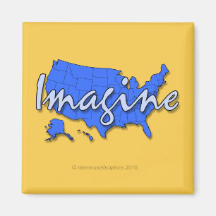 All 50 States Blue Magnets