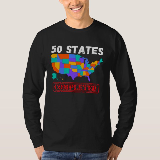 All 50 States Of USA Completed Travel List Men And T-Shirt (Front)