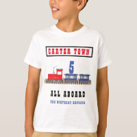 All Aboard Birthday Train Red Blue Name Age