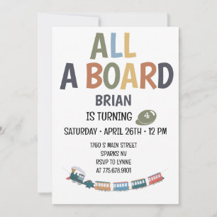 All Aboard Childs Birthday Invitation