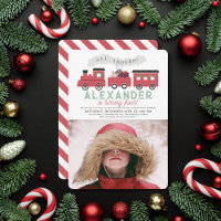 All Aboard Christmas Train Kids Birthday Photo