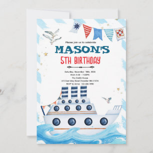 All Aboard Cruise Ship Birthday invitation