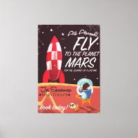 All Aboard! Fly to Mars vintage poster