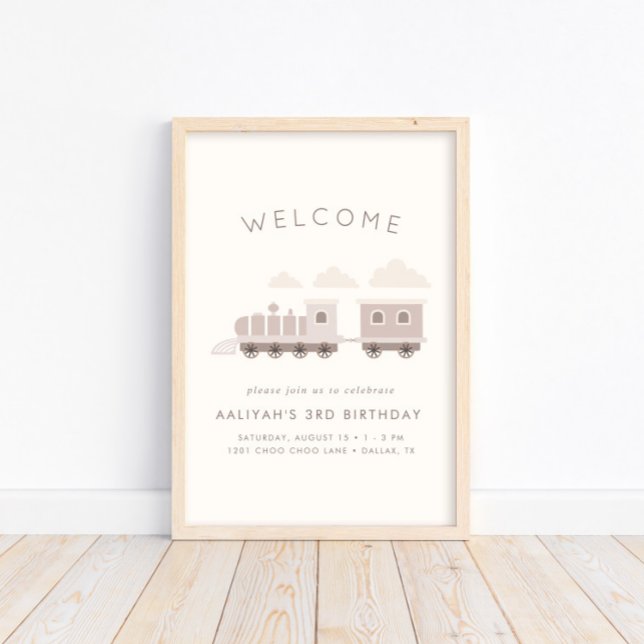 All Aboard! Girls Train Birthday Welcome Poster (Available for physical print AND digital download!)