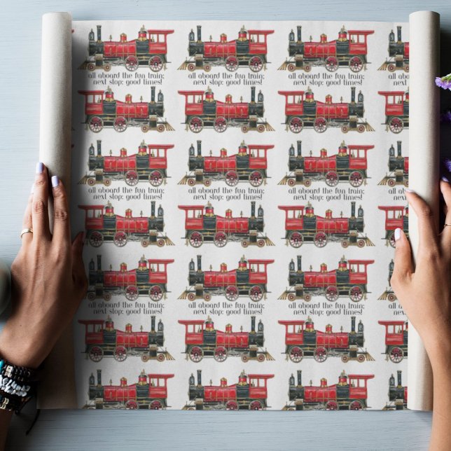 All aboard the fun train, next stop: good times! wrapping paper (Birthday Depot
All aboard the fun train, next stop: good times! wrapping paper)
