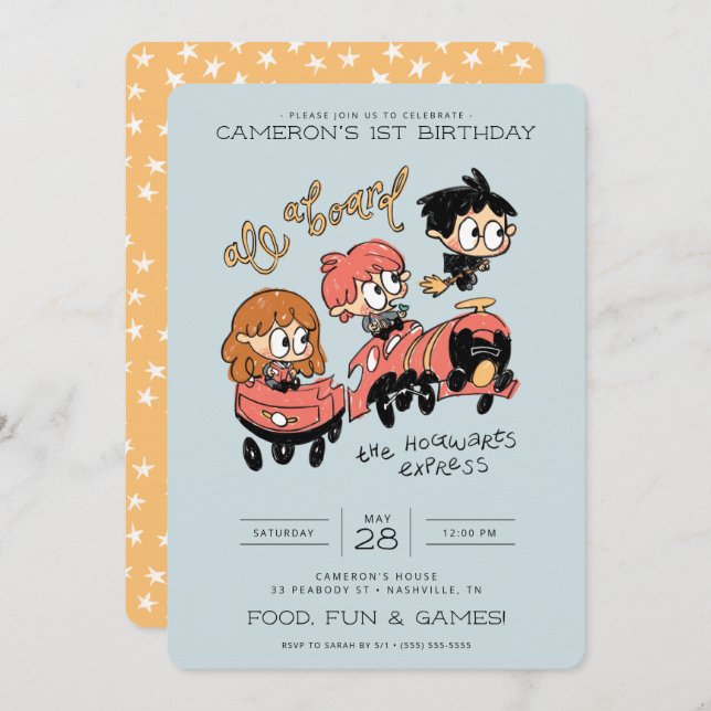 All Aboard the Hogwarts Express Birthday Invitation (Front/Back)