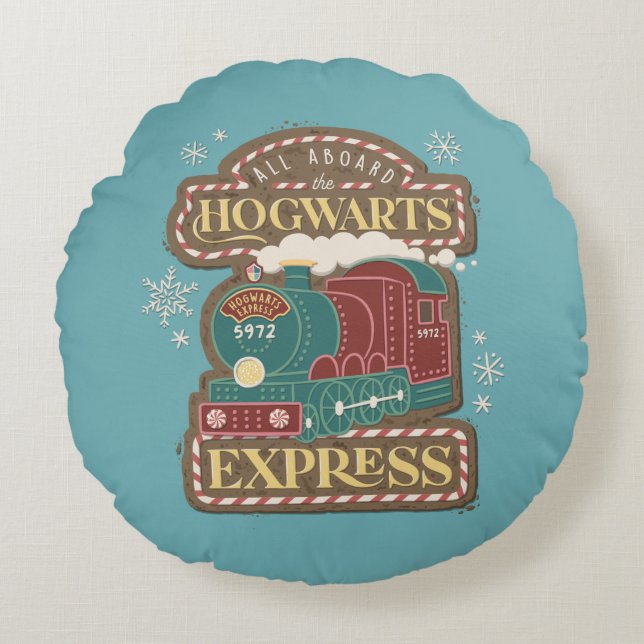 All Aboard the HOGWARTS™ Express Christmas Cookie Round Cushion (Front)