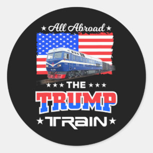 All Aboard The Trump Train American Flag Classic Round Sticker