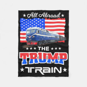 All Aboard The Trump Train American Flag Fleece Blanket
