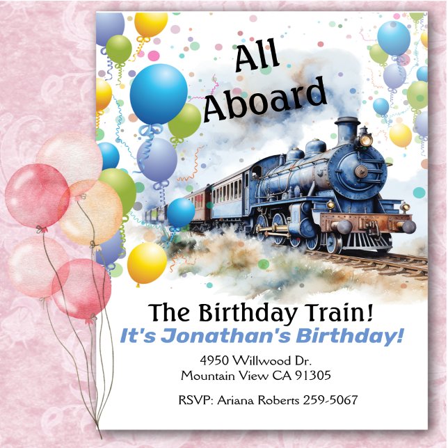 All Aboard Train Birthday Party  Invitation (Creator Uploaded)