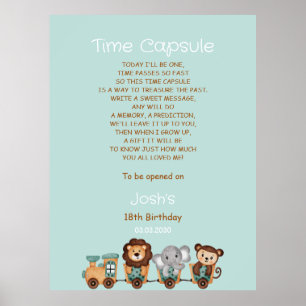 ALL ABOARD Train Fiesta 1st Birthday Time Capsule Poster