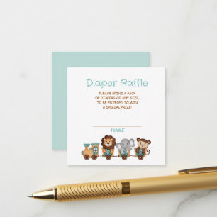 ALL ABOARD Train Fiesta Diaper Raffle Enclosure Card