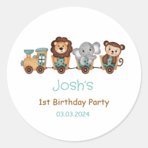 ALL ABOARD Train Fiesta Kids Birthday Label