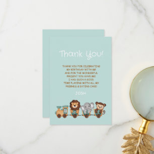 ALL ABOARD Train Fiesta Kids Birthday Thank You Card