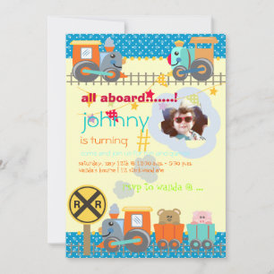 All aboard, trains birthday party invites