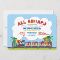 All Aboard Tropical Train Invitation