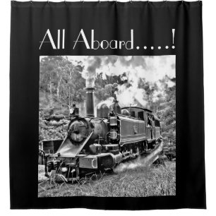 All Aboard Vintage Steam Train Photo Customisable Shower Curtain