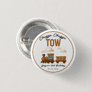 All Aboard Vintage Train 2nd Birthday party 3 Cm Round Badge