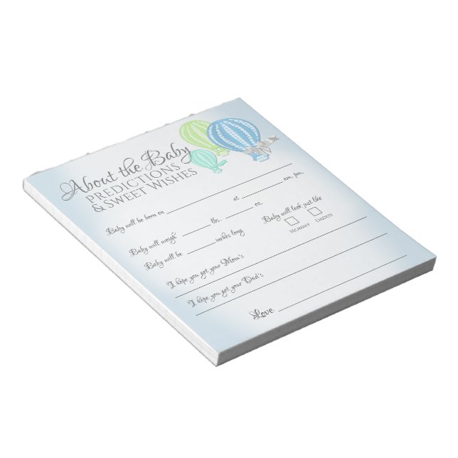 All About Baby Hot Air Balloons Shower Game Notepad (Angled)
