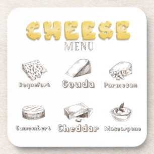All about Cheese Types Menu Coaster
