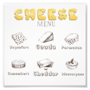 All about Cheese Types Menu Photo Print