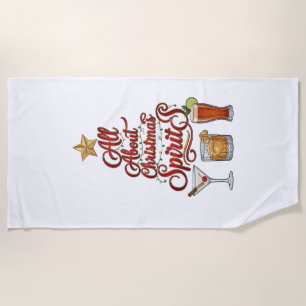 All About Christmas Spirits Cocktails Whiskey Star Beach Towel