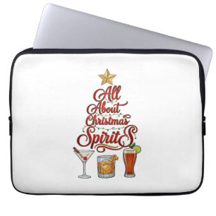All About Christmas Spirits Cocktails Whiskey Star Laptop Sleeve