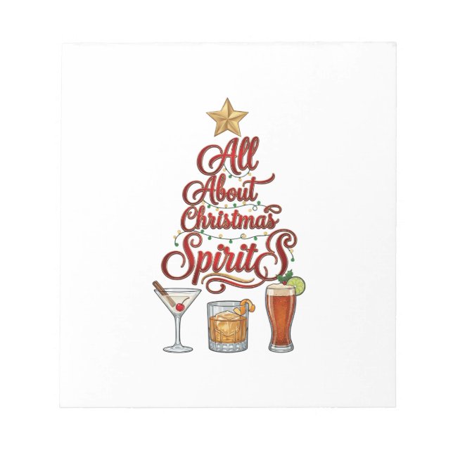All About Christmas Spirits Cocktails Whiskey Star Notepad (Front)