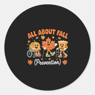 All About Fall Prevention Physical Therapy Retro F Classic Round Sticker