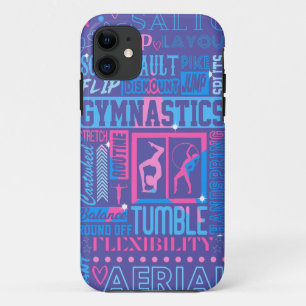 All About Gymnastics Typography in Pink and Blue Case-Mate iPhone Case