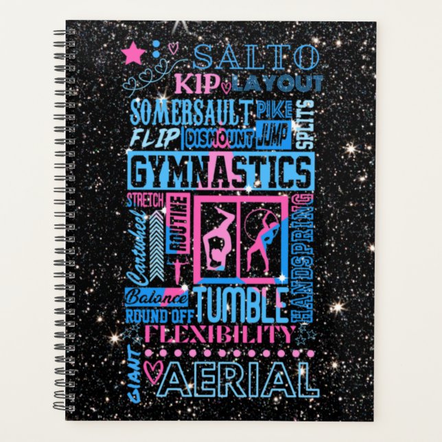 All About Gymnastics Typography in Pink and Blue   Planner (Front)