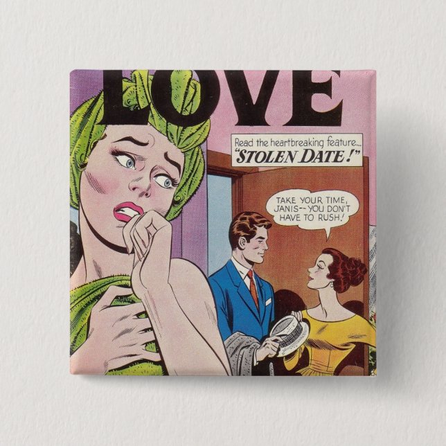 ALL ABOUT LOVE 15 CM SQUARE BADGE (Front)