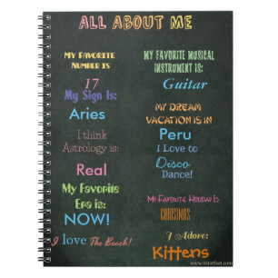 All About Me Custom Info Spiral Notebook