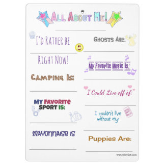All About Me Customise it Clipboard
