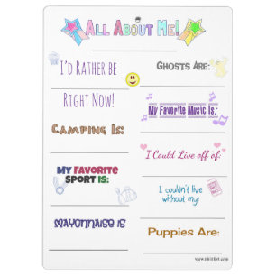 All About Me Customize it Clipboard