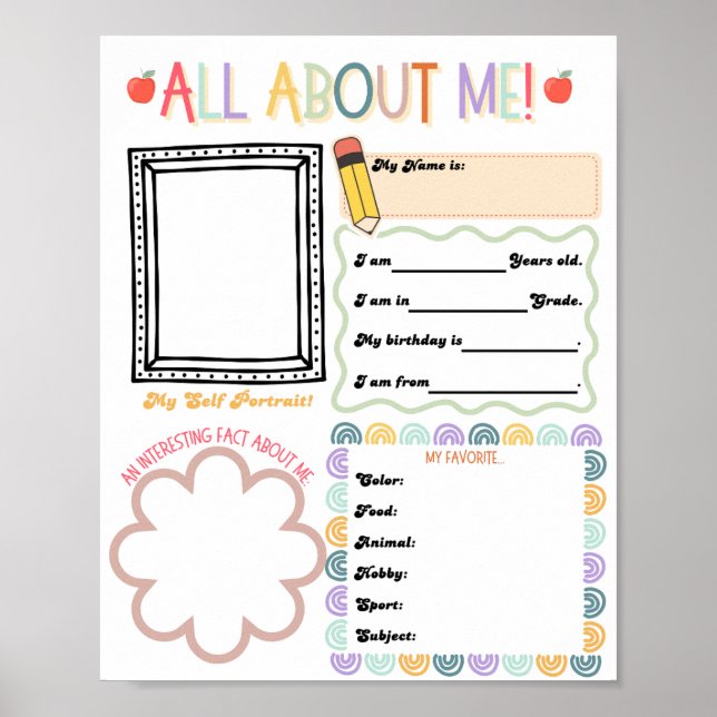 All About Me Printable Poster (Front)