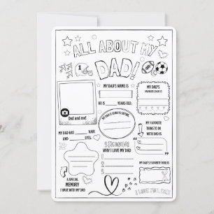All About My Dad ,Kids Gift for Fathers Thank You Card